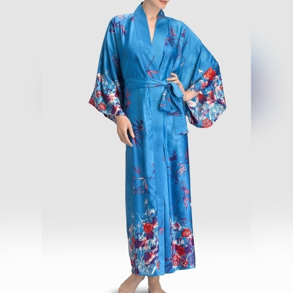 Natori Other - Natori Nadja Satin Floral Kimono Long Robe